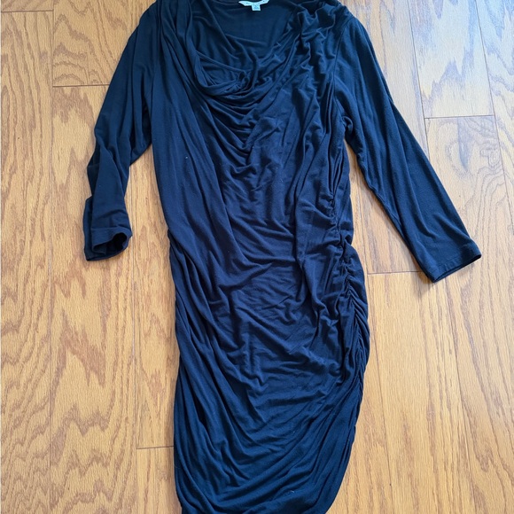CAbi Dresses & Skirts - Cabi Elegant Black Cowl Neck Dress Rouched Side Large L
